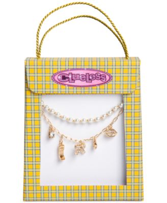 Gold-Tone Crystal Charm & Imitation Pearl Beaded Layered Statement Necklace, 16" + 3" extender