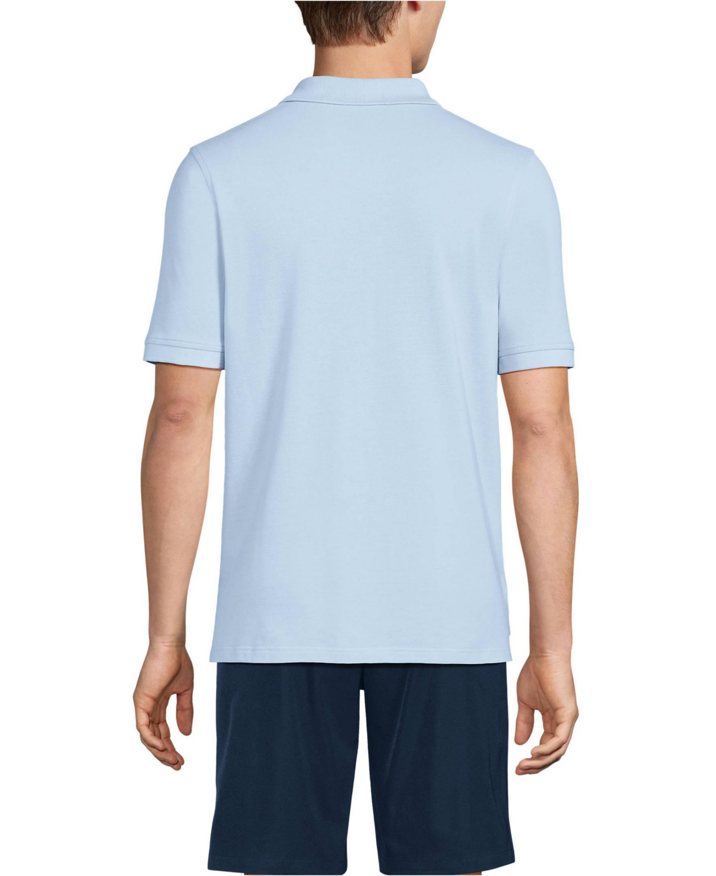 Мужское поло Lands' End Short Sleeve Mesh Polo Shirt, цвет: Синий — фото 2