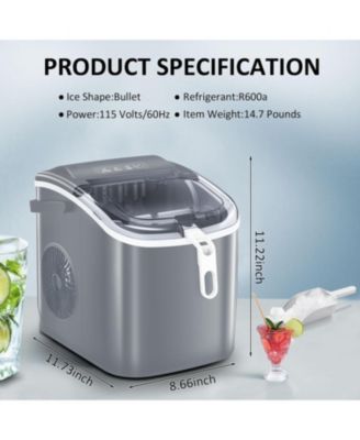 Portable Countertop Ice Maker, 26 lbs/24H with Self-Cleaning, Scoop & Basket, 9 Cubes in 6 Min Ice Machine
