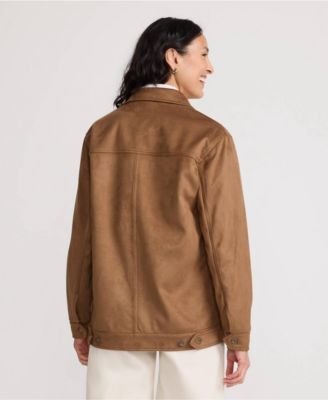 Women's Unisex Faux Suede Trucker Jacket