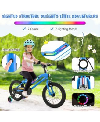 16-Inch Kids Bike with LED Lights, Adjustable Seat, and Training Wheels, Lightweight for Ages 4-8