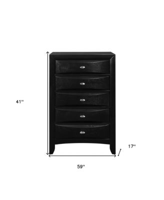 Solid Wood Five-Drawer Dresser with Mirrored Accents for Bedroom Storage
