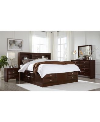 Solid Wood Five-Drawer Dresser with Mirrored Accents for Bedroom Storage