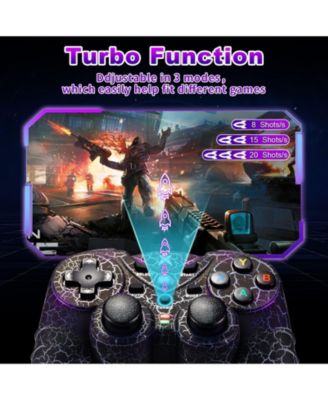 Double vibration Wireless Controller with RGB LED Lights Turbo Function for Windows 7/8/10/11