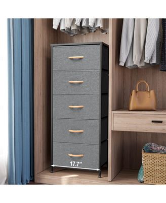 Lightweight Steel and Fabric Chest with Five Drawers for Small Spaces