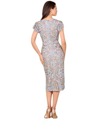 Women's Floral Beaded Midi Dress
