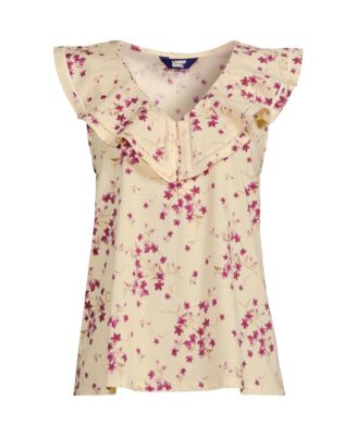 Women's V Neck Cascade Ruffle Top