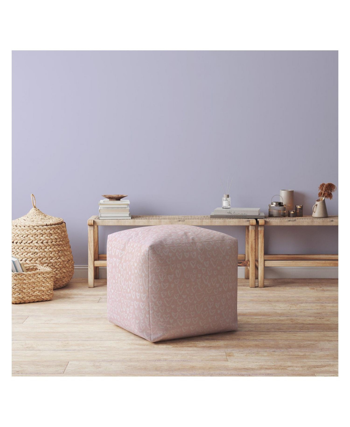 Textured Cotton Floral Pouf Ottoman – Cozy and Versatile