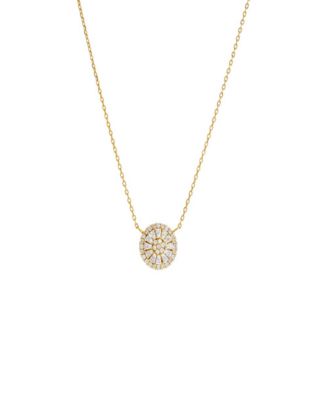 By Adina Eden Mini Pave X Baguette Round Pendant Necklace 9490₽