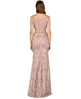 Women's Off Shoulder Mermaid Gown with Short Sleeves