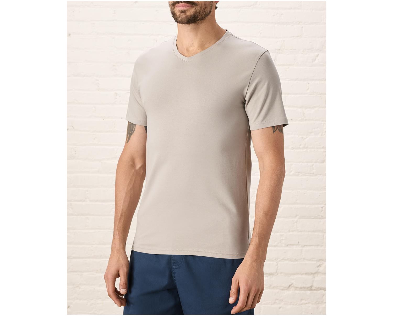 Men's Organic Cotton Luxe Stretch Jersey Slim V-Neck Tee