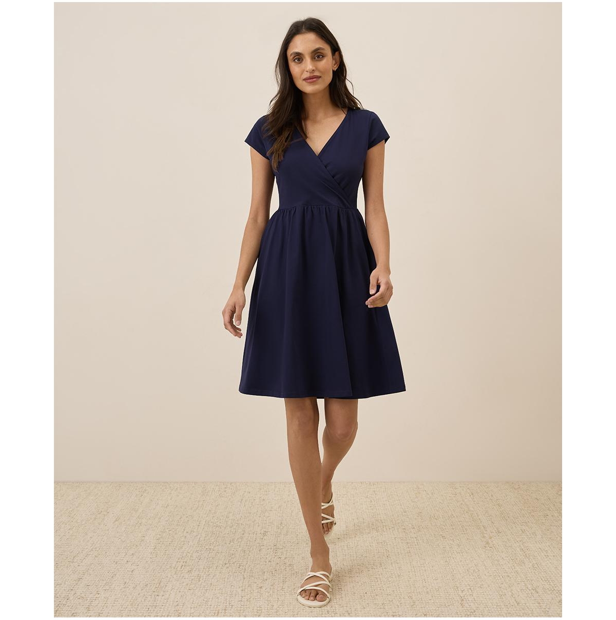 Women's Organic Cotton Fit & Flare Crossover Dress - Looking glass floral sangria