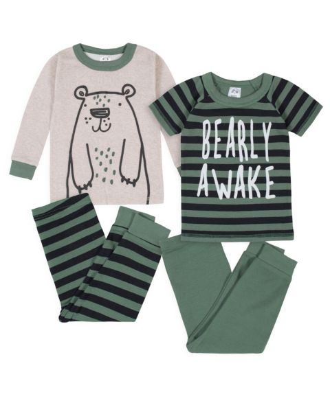 Пижамный комплект Snug, хлопок, 4 предмета — Gerber, цвет: Bearly Awake