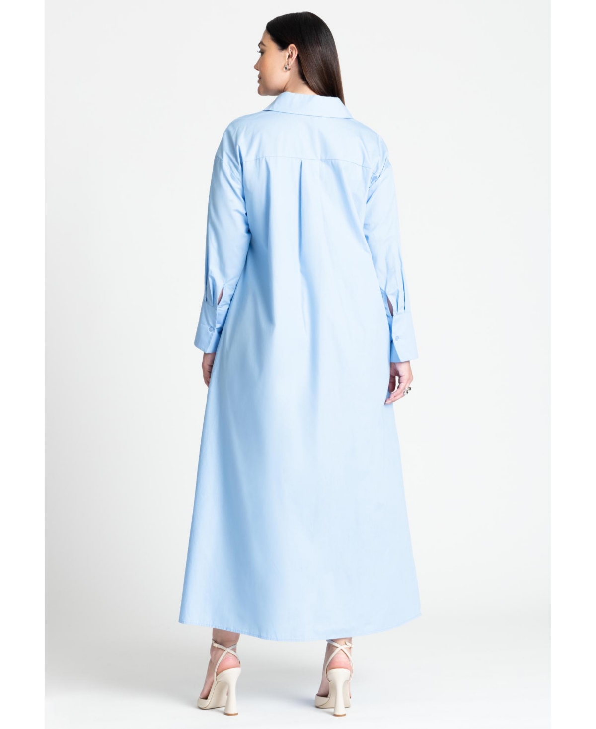 Eloquii Women's Plus Collared Maxi Shirt Dress