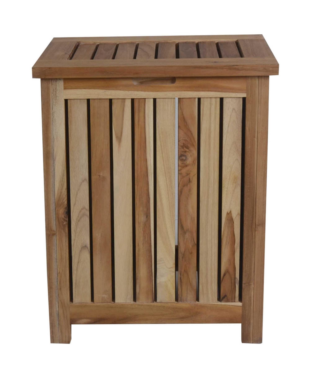 Compact Teak Laundry Hamper with Removable Bag for Easy Sorting