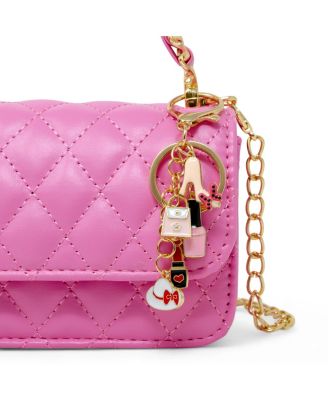 Girls Classic Link Chain Top Handle Handbag, Hot Pink