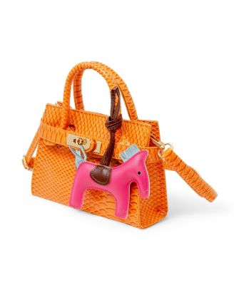 Girls Crocodile Pony Handbag, Orange