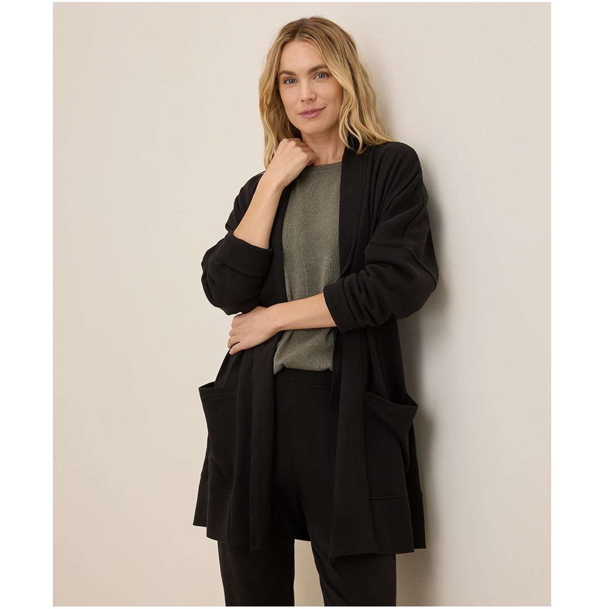 Women's Organic Cotton Airplane Wrap Cardigan - Midnight blue