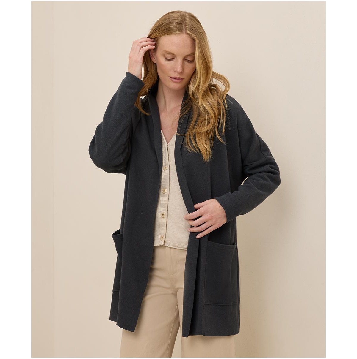 Women's Organic Cotton Airplane Wrap Cardigan - Midnight blue