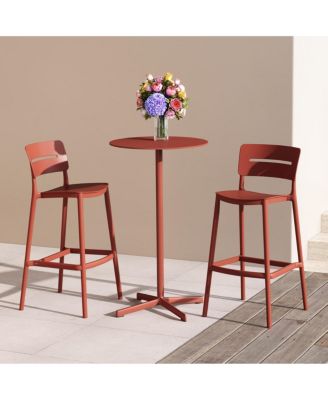 Stackable Polypropylene Resin Plastic Outdoor Patio Bar Stools (Set of 2)