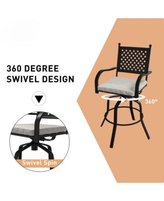 2-Piece Outdoor Swivel Chairs Aluminium Frame Patio Dining Chairs Bar Stool with Cushion Patio Swivel Stool