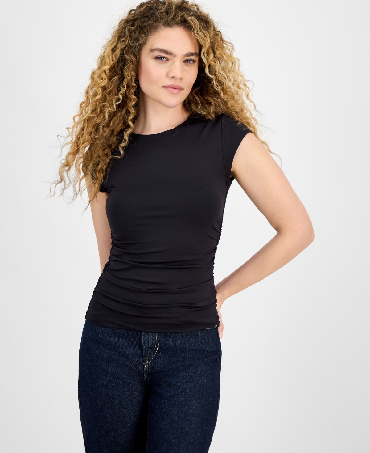 Bar Iii Women's Second Skin Crewneck Ruched T-shirt