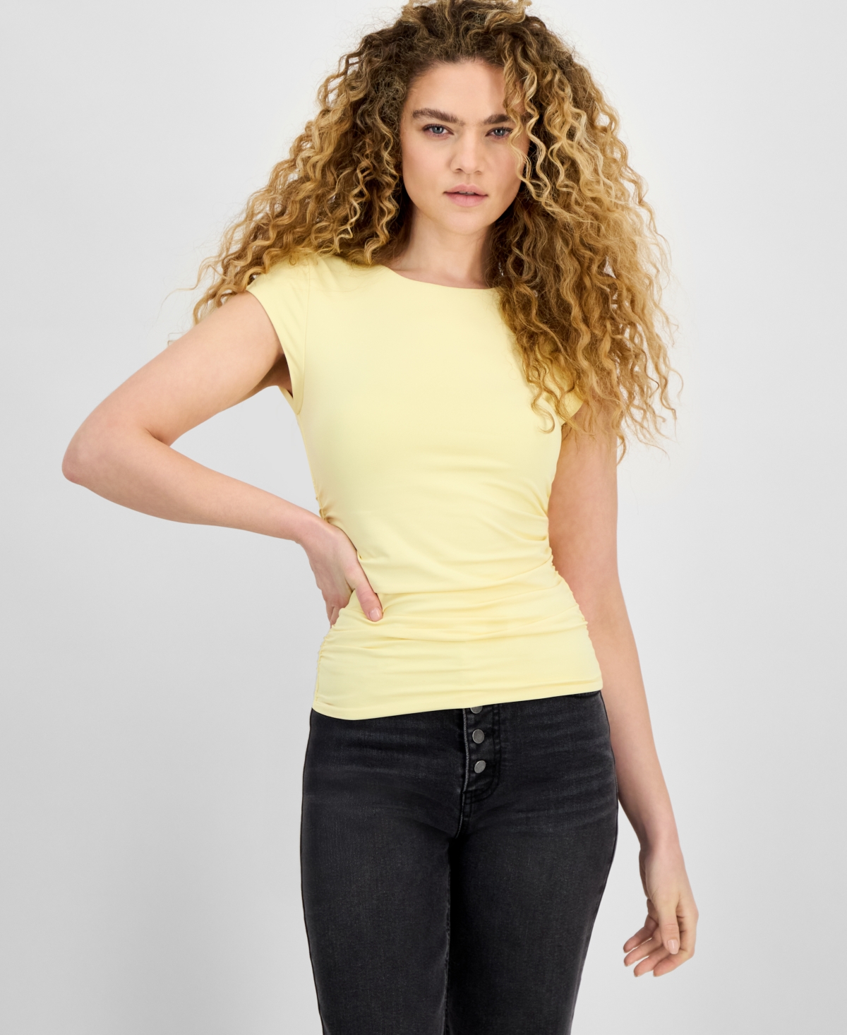 Bar Iii Women's Second Skin Crewneck Ruched T-shirt