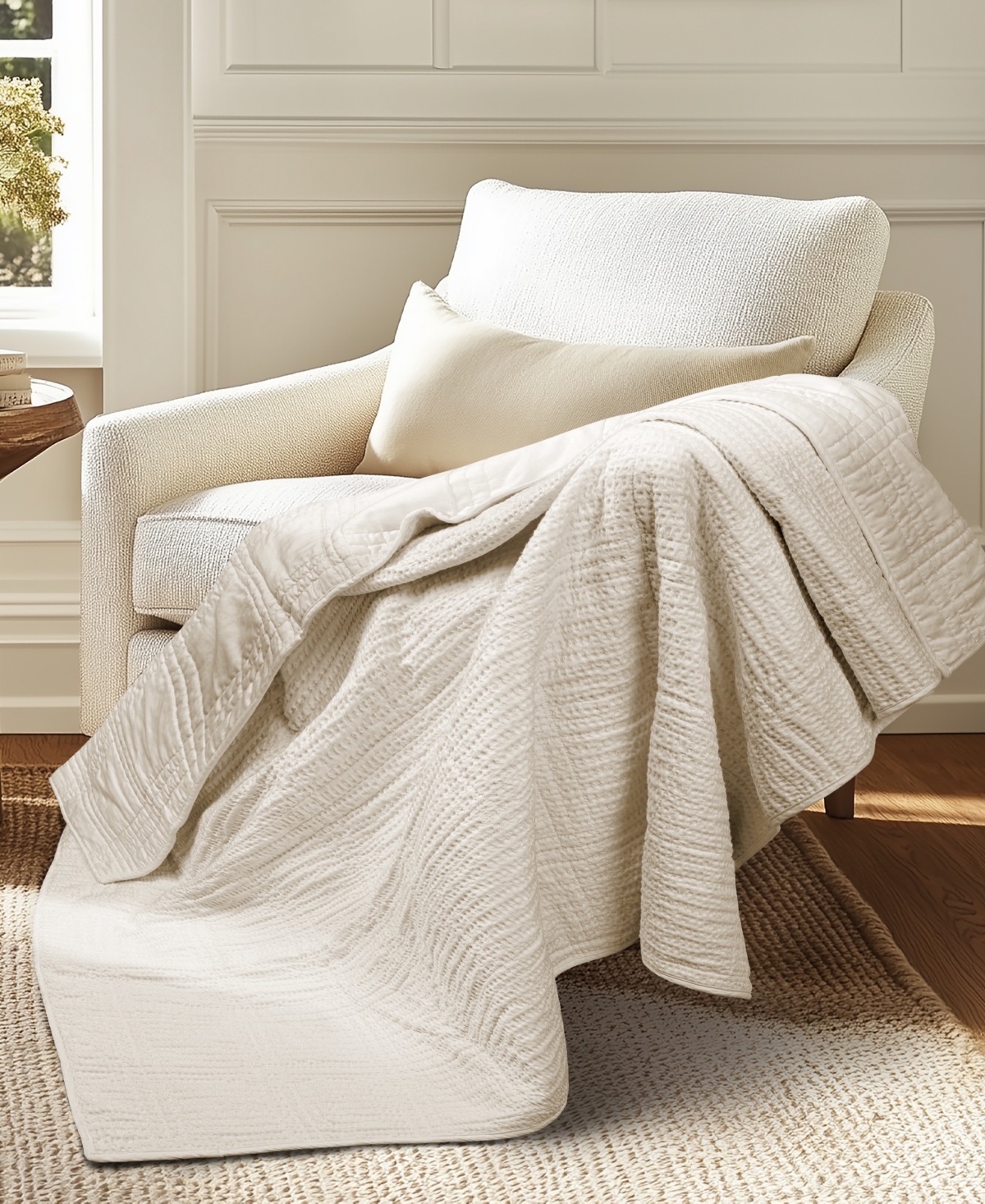 Levtex Cloud Waffle Textured Quilted Throw, 50" X 60"