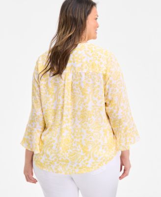 Plus Size Morning Glories Pintuck Top, Exclusively at Macy's 