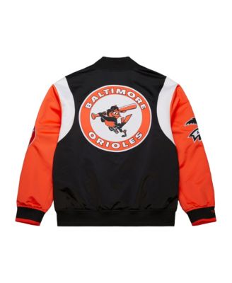 Men's Black/Orange Baltimore Orioles Cooperstown Collection Team Origins Satin Full-Snap Jacket