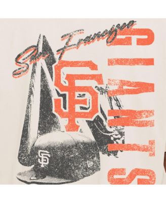Мужская кремовая футболка New Era из коллекции San Francisco Giants Cooperstown, выполненная в стиле оверсайз, с эффектом потертости