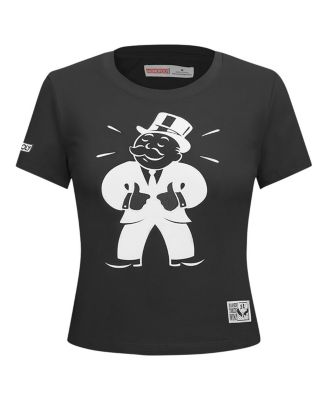 Women's Black Monopoly Babydoll Cropped T-Shirt