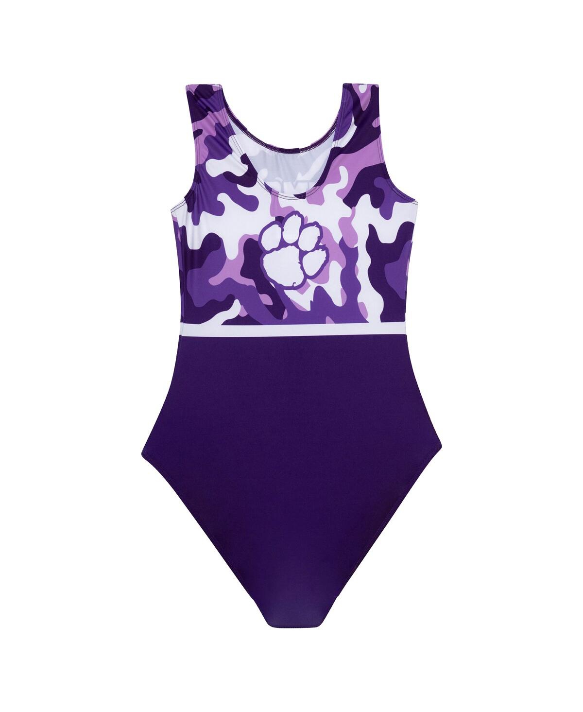 GK ELITE BIG GIRLS PURPLE CLEMSON TIGERS ELITE REPLICA LEOTARD 