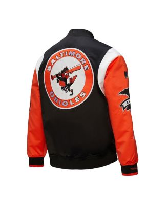 Men's Black/Orange Baltimore Orioles Cooperstown Collection Team Origins Satin Full-Snap Jacket