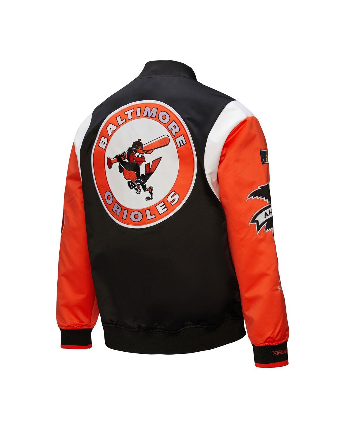 Mitchell & Ness Men's Black/orange Baltimore Orioles Cooperstown Collection Team Origins Satin Full-snap Jacket In Black,orange