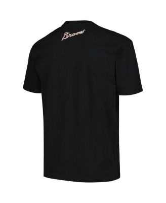 Men's Hank Aaron Black Milwaukee Braves Cooperstown Collection Heavyweight Premium Player Vintage Logo T-Shirt