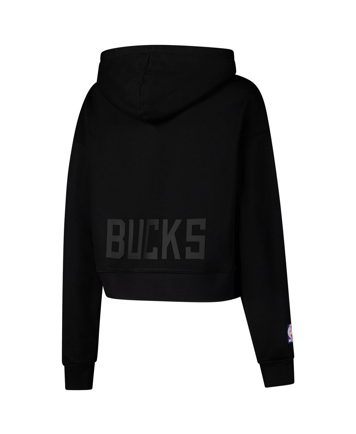 Pro Standard Women's Black Milwaukee Bucks Jewels Cropped Pullover Hoodie In Black