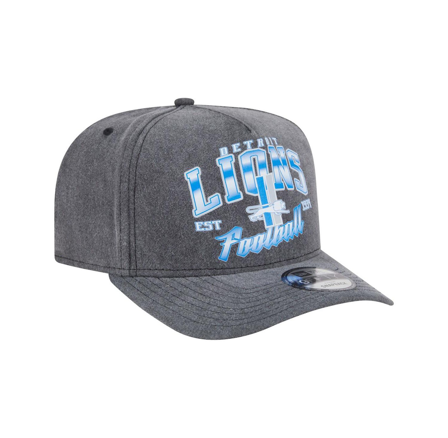 Men's Black Detroit Lions Throwback Washed A-Frame 9FIFTY Snapback Hat