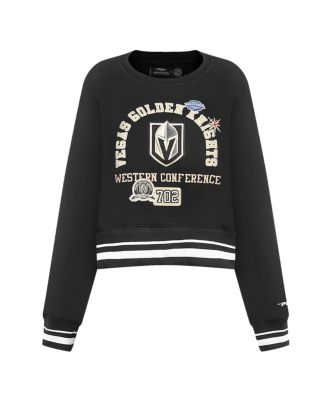 Women's Black Vegas Golden Knights Area Code Cropped Pullover Sweatshirt