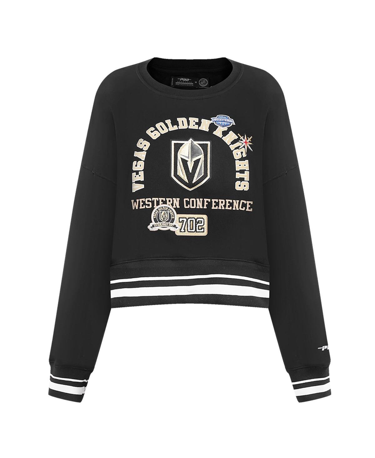 Shop Pro Standard Women's Black Vegas Golden Knights Area Code Cropped Pullover Sweatshirt