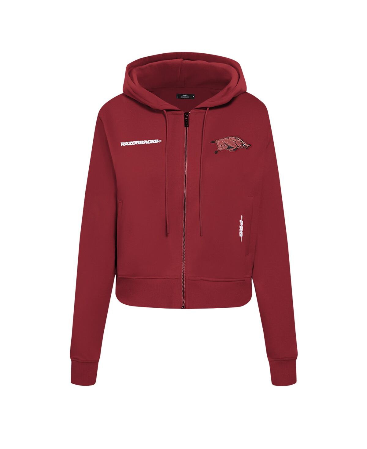 Pro Standard Women's Cardinal Arkansas Razorbacks Game Day Sequin Full-zip Hooded Jacket In Cardinal