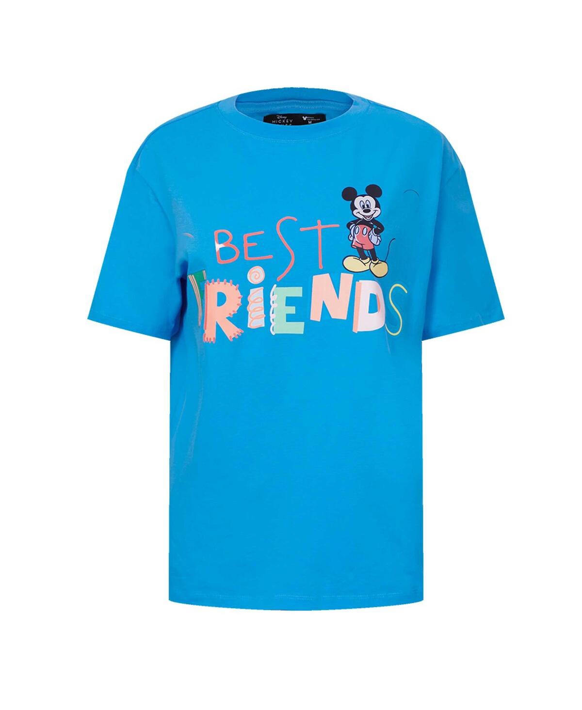 Freeze Max Women's Blue Mickey Friends Always Together Boyfriend T-shirt In Blue