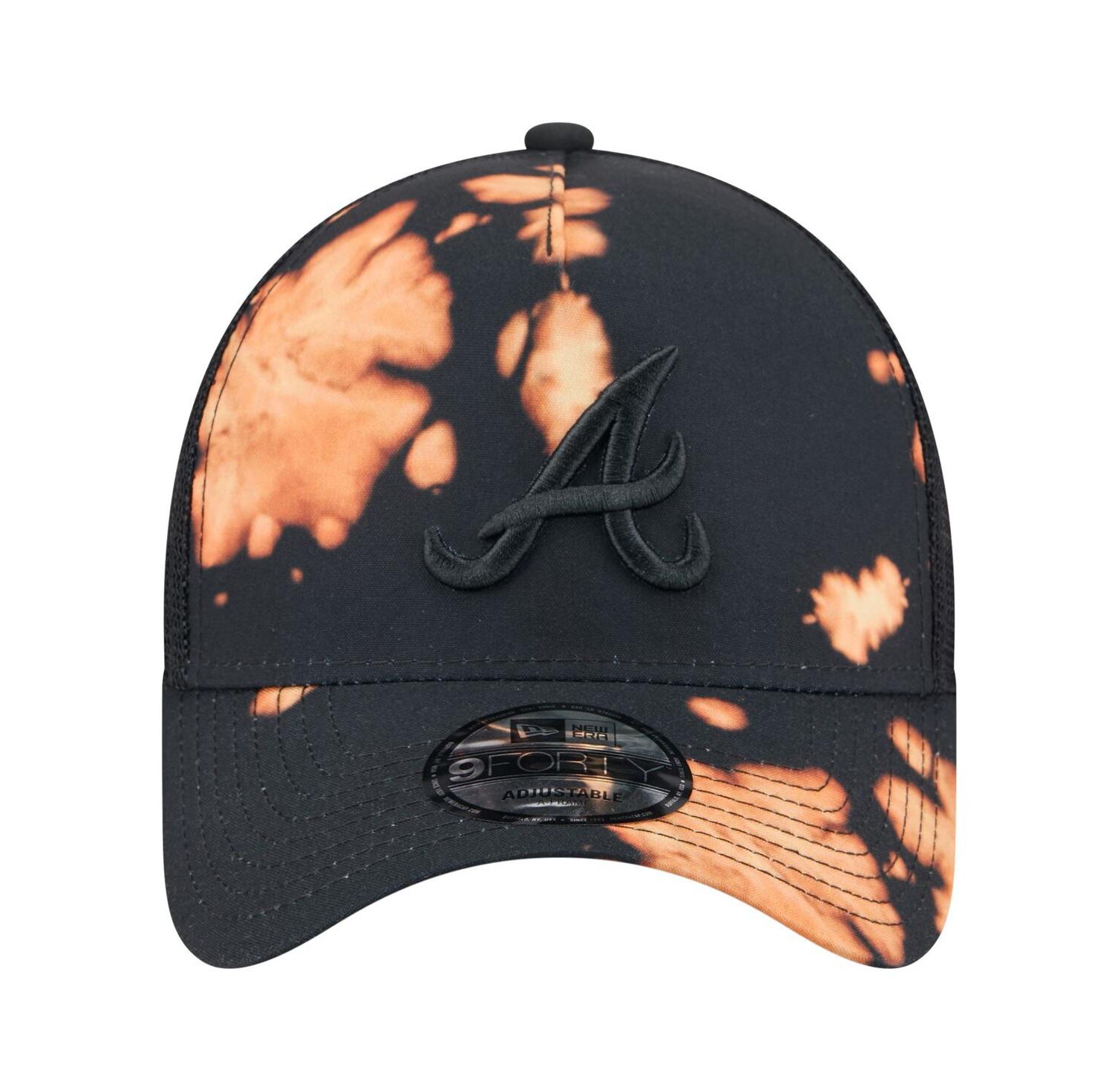 Men's Black Atlanta Braves Bleached A-Frame 9FORTY Adjustable Hat