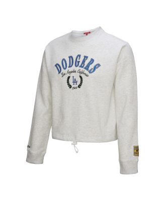 Women's Heather Gray Los Angeles Dodgers Cropped Toggle Pullover Sweatshirt