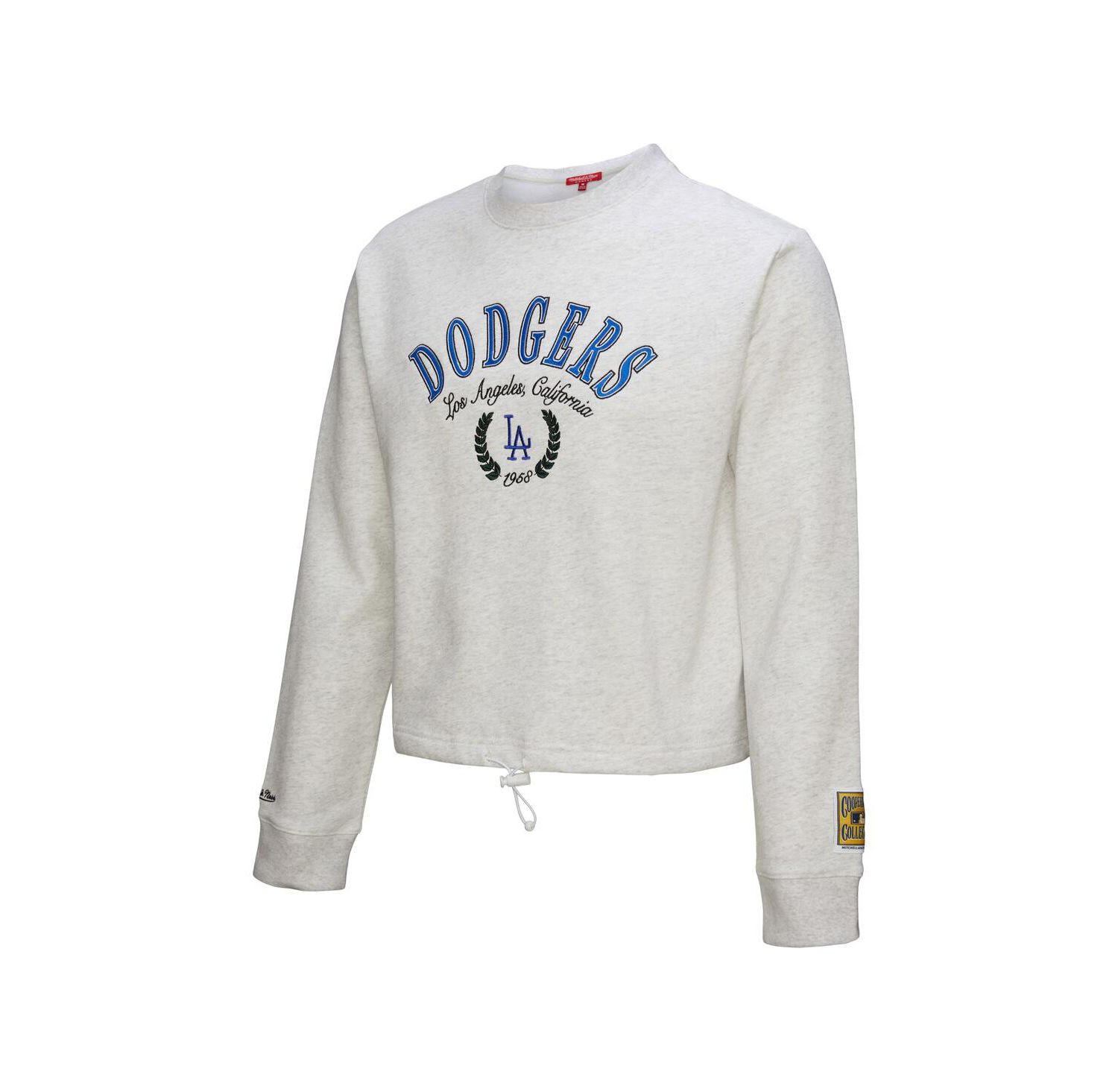 Women's Heather Gray Los Angeles Dodgers Cropped Toggle Pullover Sweatshirt