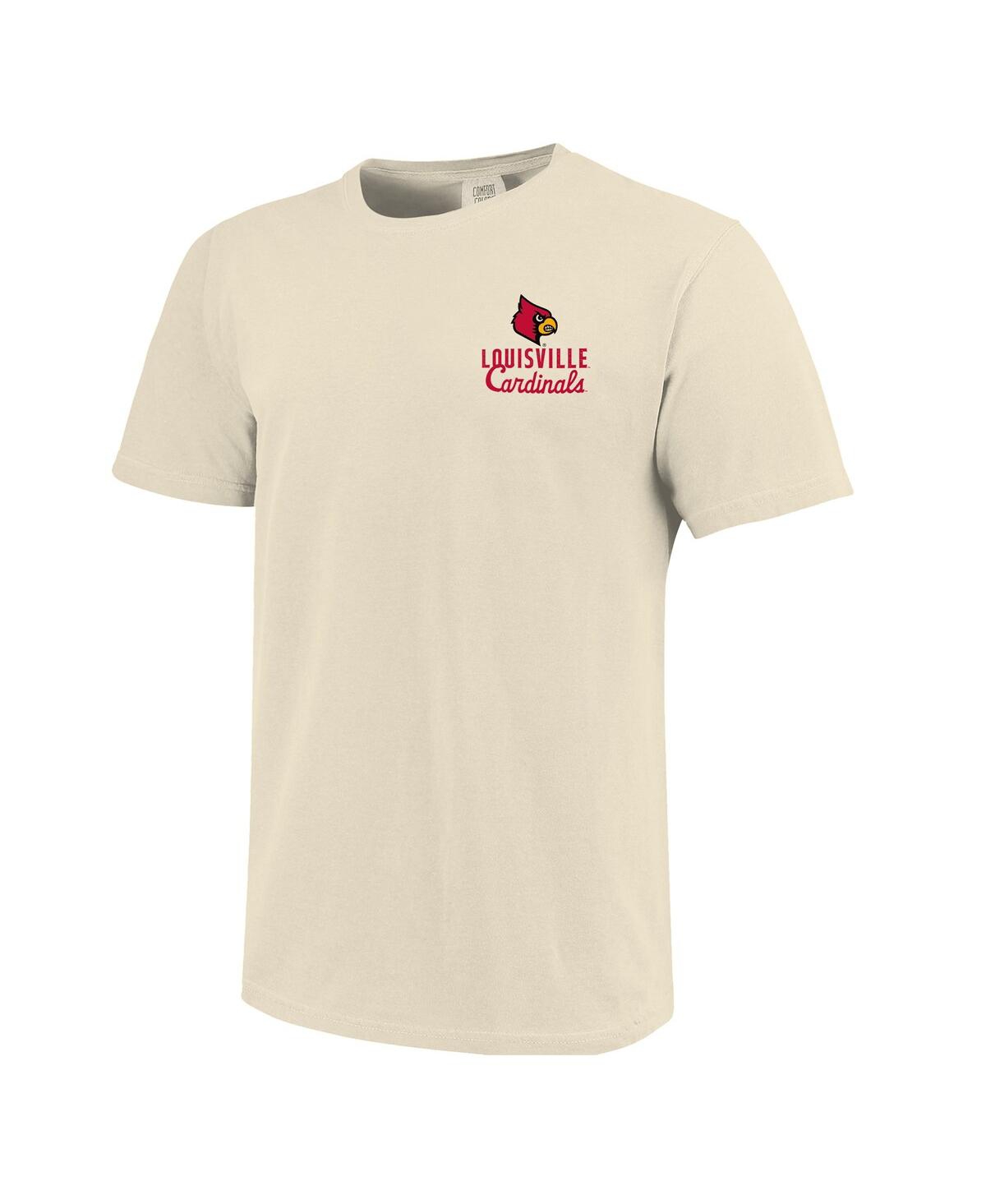 Image One Men's Cream Louisville Cardinals Comfort Colors Mascot Overlay T-shirt In Cream