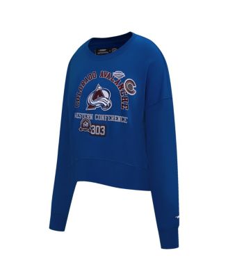 Women's Blue Colorado Avalanche Area Code Cropped Pullover Sweatshirt