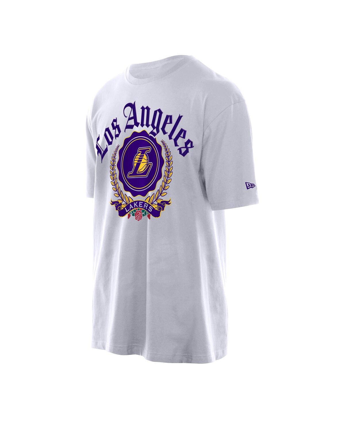 New Era Men's White Los Angeles Lakers Throwback Prep Oversized T-shirt In White