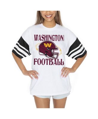 Gameday Couture - Women's White Washington Commanders Vintage Look Contrast Mesh Striped Raglan T-Shirt