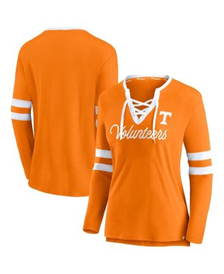Fanatics - Women's Tennessee Orange Tennessee Volunteers Block Party Script Lace-Up V-Neck Long Sleeve T-Shirt